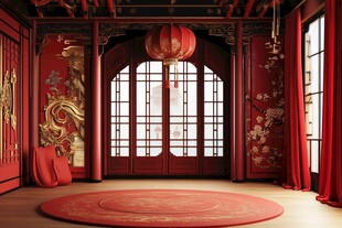 中式红韵室内典雅空间