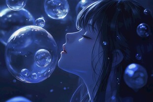 梦幻少女与蓝色泡泡世界