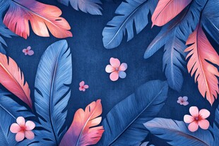 热带羽花图案 梦幻色彩