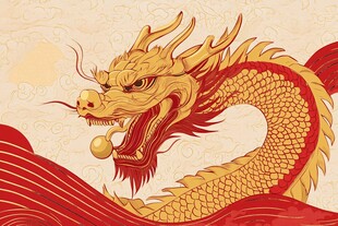 祥龙戏珠传统国风插画