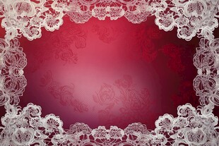 红底白色蕾丝花边背景图
