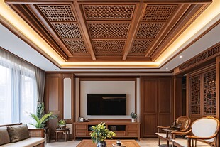 中式典雅客厅精致木作设计