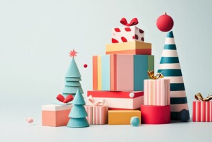 缤纷圣诞礼物与装饰摆件