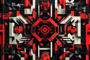 红黑几何抽象艺术图案