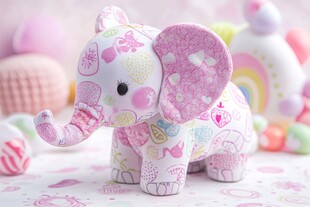 粉色可爱小象布艺玩偶
