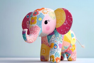 多彩印花布艺小象摆件