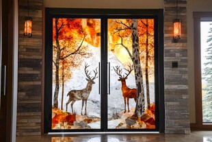 秋日森林双鹿入户门装饰