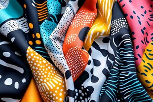 多彩印花布料纹理展示