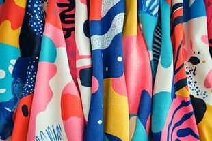 多彩抽象图案布料展示
