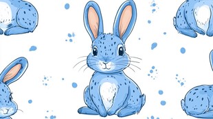 可爱蓝兔子无缝图案背景