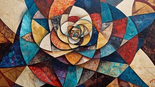 抽象几何花朵艺术画作