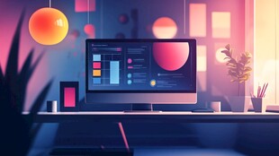 梦幻办公场景中的电脑设备