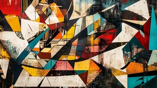 抽象几何涂鸦艺术画作