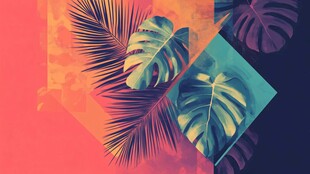 热带棕榈叶几何风格背景