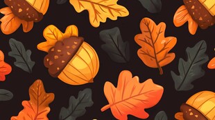 秋季橡果与枫叶图案背景