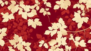 红底金色树叶精美图案