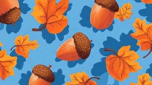 秋季橡果与枫叶图案背景