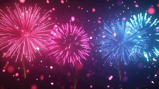 绚丽多彩烟花夜空绽放