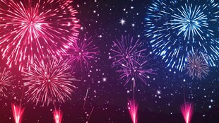 绚丽烟花点亮深邃夜空