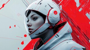 未来女宇航员科幻形象展示