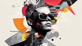 时尚几何风格人物插画