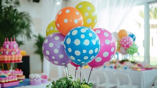 多彩波点气球装点欢乐派对