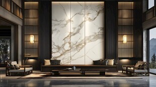 豪华中式客厅大理石背景墙