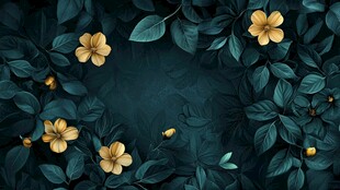 幽绿背景下的金黄花朵
