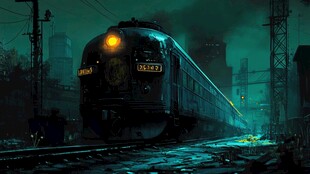 夜幕下疾驰的复古火车