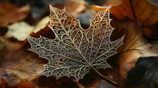 精致叶脉枫叶秋日景象