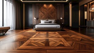 现代奢华风格的木质卧室