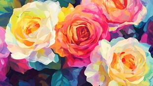 绚丽多彩的绽放玫瑰