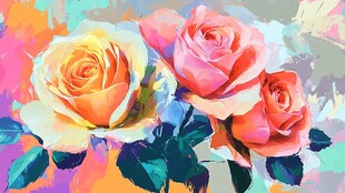 多彩玫瑰绘画艺术作品