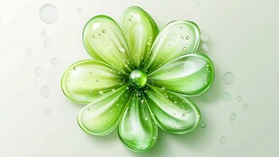 晶莹绿花 水珠点缀的清新美