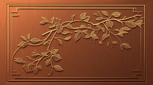 中式浮雕枝叶装饰图案