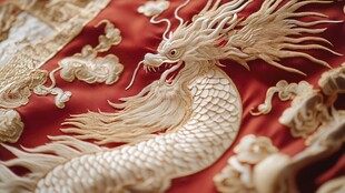 精美龙纹刺绣特写
