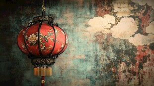 中式红灯笼装点复古背景
