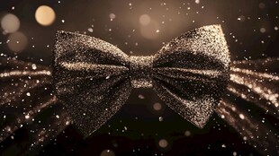 闪耀金蝴蝶结梦幻背景图