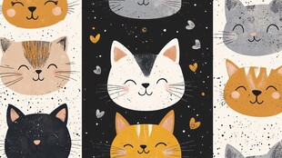 可爱猫咪头像无缝图案