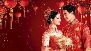 中式婚礼情侣 喜庆浪漫风