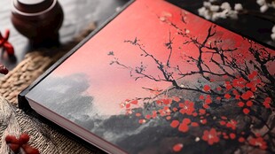 古风红梅图案精致笔记本