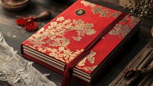 中式红金花纹精美笔记本