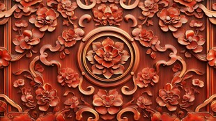 中式木雕繁花精美图案