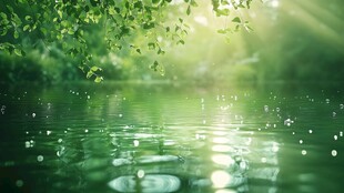 湖畔绿意 阳光洒落的静谧