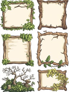 手绘植物藤蔓边框素材集