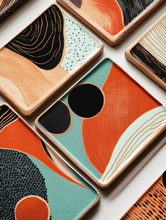 几何图案艺术风方形杯垫