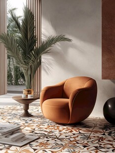 现代风客厅的舒适橙色座椅