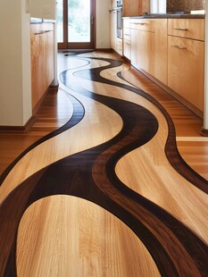 创意波浪纹拼接木地板