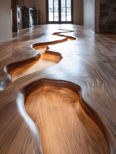 创意木质地板的独特蜿蜒设计