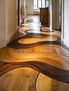 创意波浪纹木质走廊地板